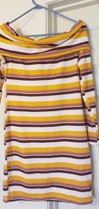 Off the shoulders striped sweater dress